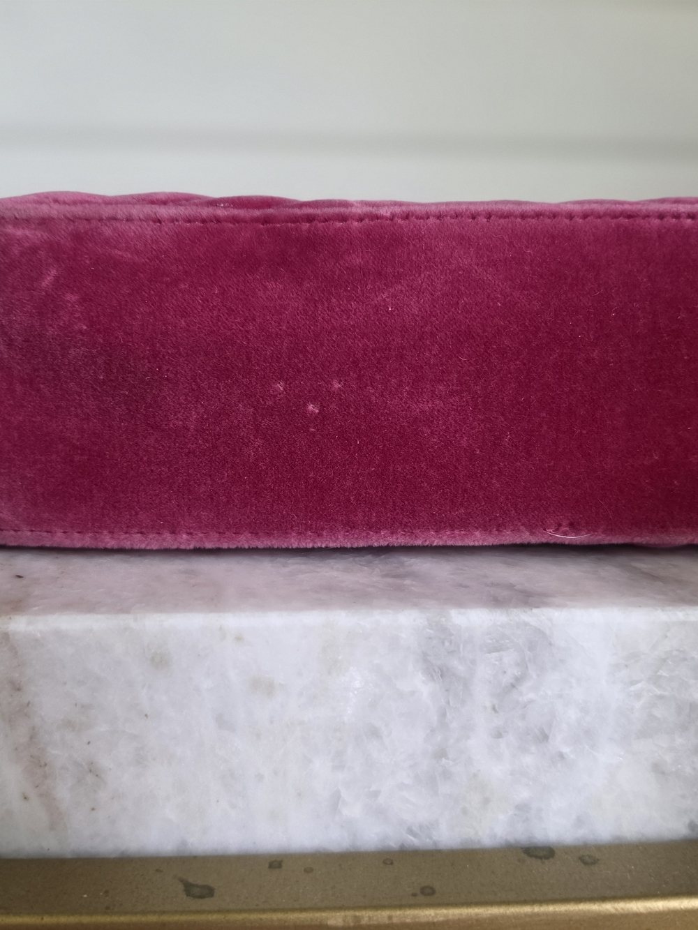 Gucci Pink Velvet GG Marmont Shoulder Bag Small - Picture 6 of 7